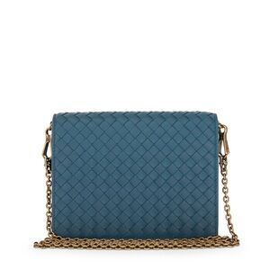 Bottega Veneta Petrol Intrecciato Chain Wallet